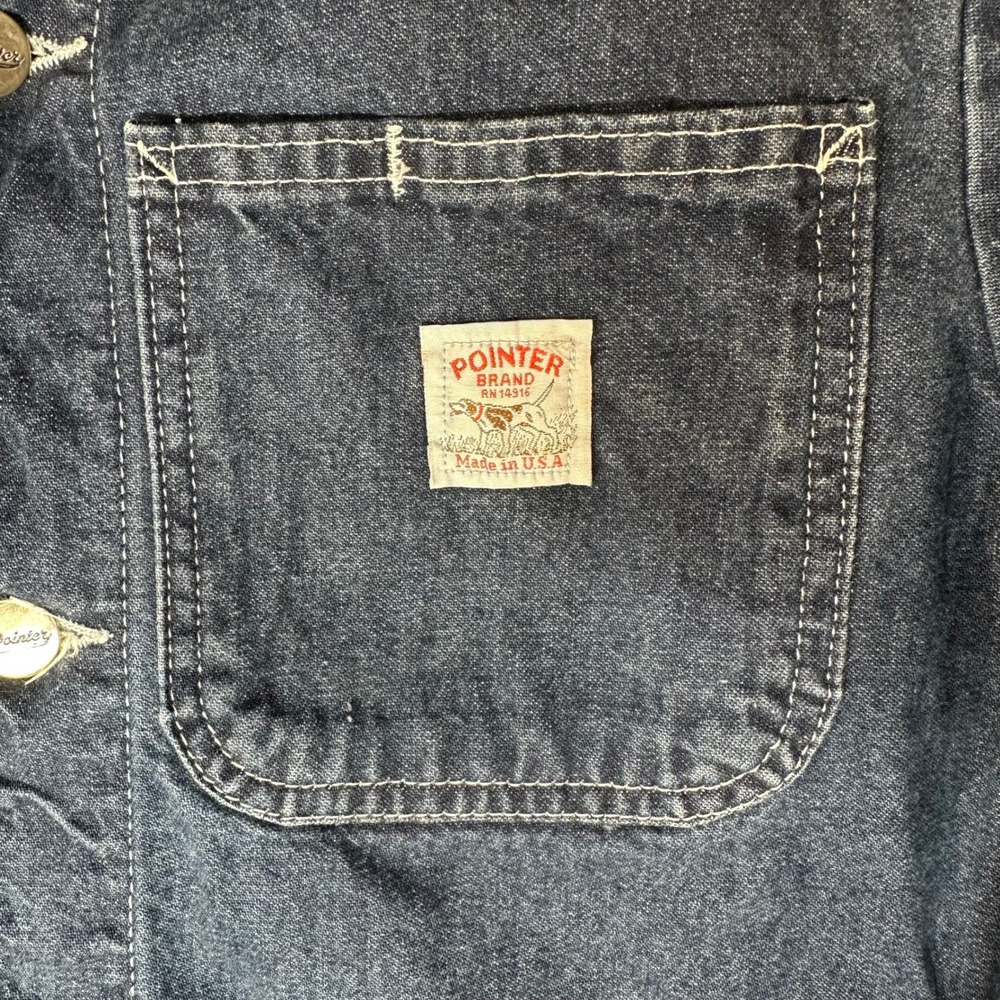 Pointer Brand Mens Denim Chore Coat Jacket Indigo Blue Made in USA LC King Small - Picture 2 of 10